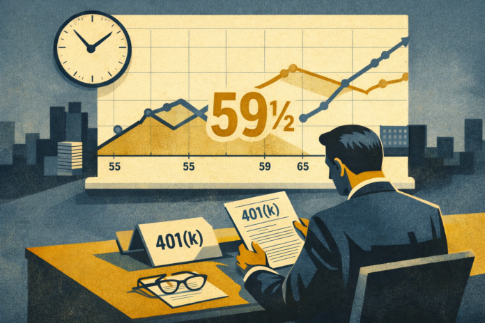 Mid century style illustration representing the strategic repositioning of 401k retirement capital at age 59½ for Florida professionals