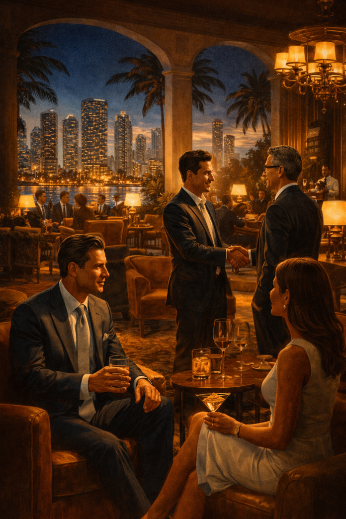 Exclusive Miami private club hosting high level business networking among investors and entrepreneurs