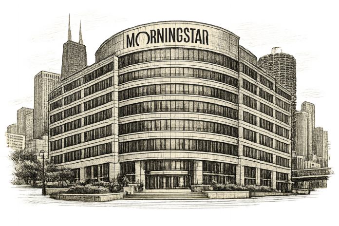 Exterior view of the Morningstar headquarters office building in Chicago.